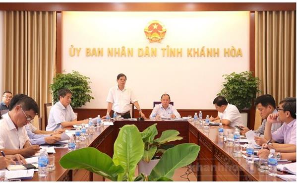 Ông Nguyễn Tấn Tuân - Phó Bí thư Tỉnh ủy, Chủ tịch UBND tỉnh (đứng giữa) phát biểu chỉ đạo tại cuộc họp.